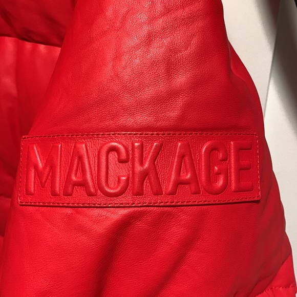 🔥🔥🔥SOLD! MACKAGE   BAILEY-DL RED LEATHER  DOWN FILLED PUFFER/BOMBER SIZE L🔥🔥🔥 - Picture 11 of 12